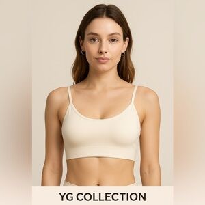 YG COLLECTION Ivory Seamless Wireless Bra L | Soft Stretch Bralette Minimalist